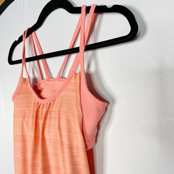 Athleta XSmall Coral Orange Spacedye Strappy Built In Bra Tank Top Yoga Workout - Picture 5 of 7
